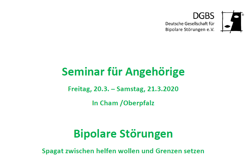Seminar für Angehörige von bipolar Erkrankten am 20.-21. März 2020 in Cham